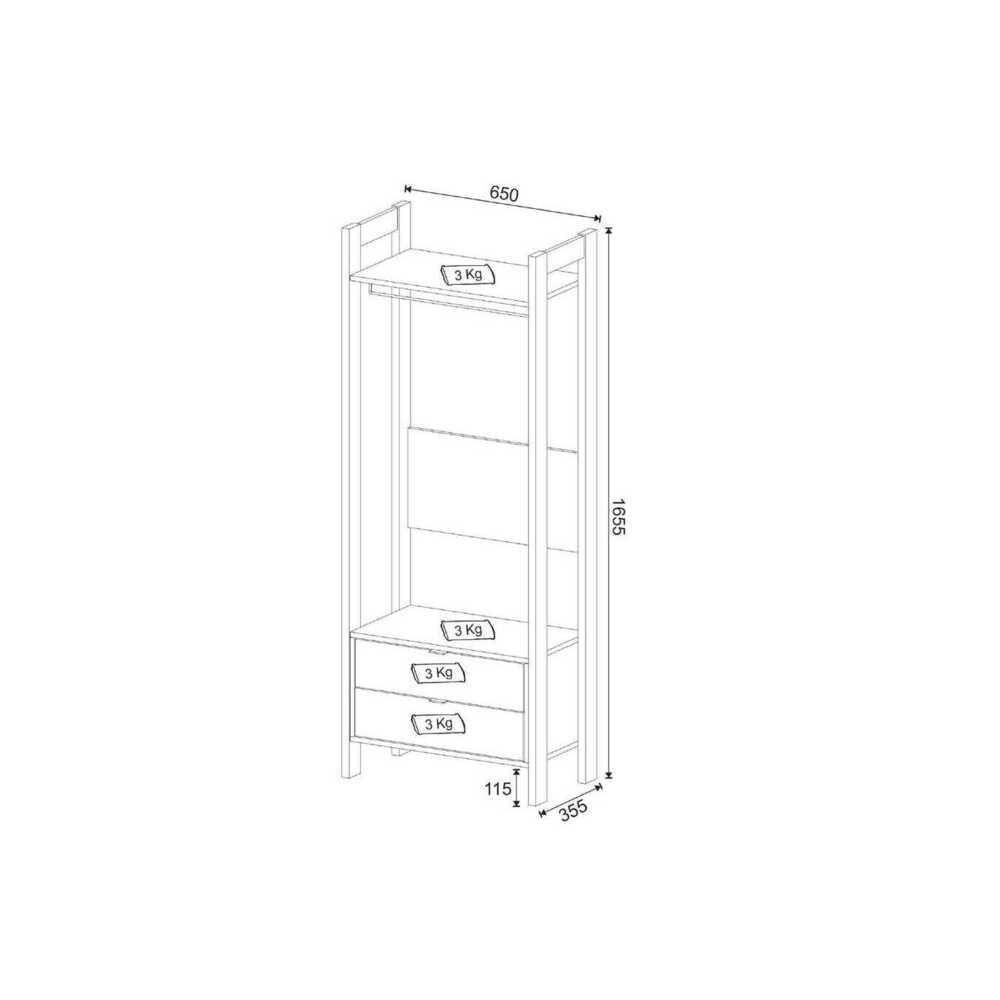 Miniatura Armário Closet Com 2 Gavetas Cr35001 Branco/Nogal