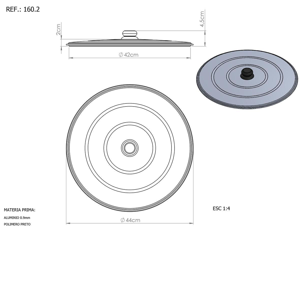 Kit Fogareiro Duplo 110.1 Disco Arado 43Cm 051 E Tampa 160.2
