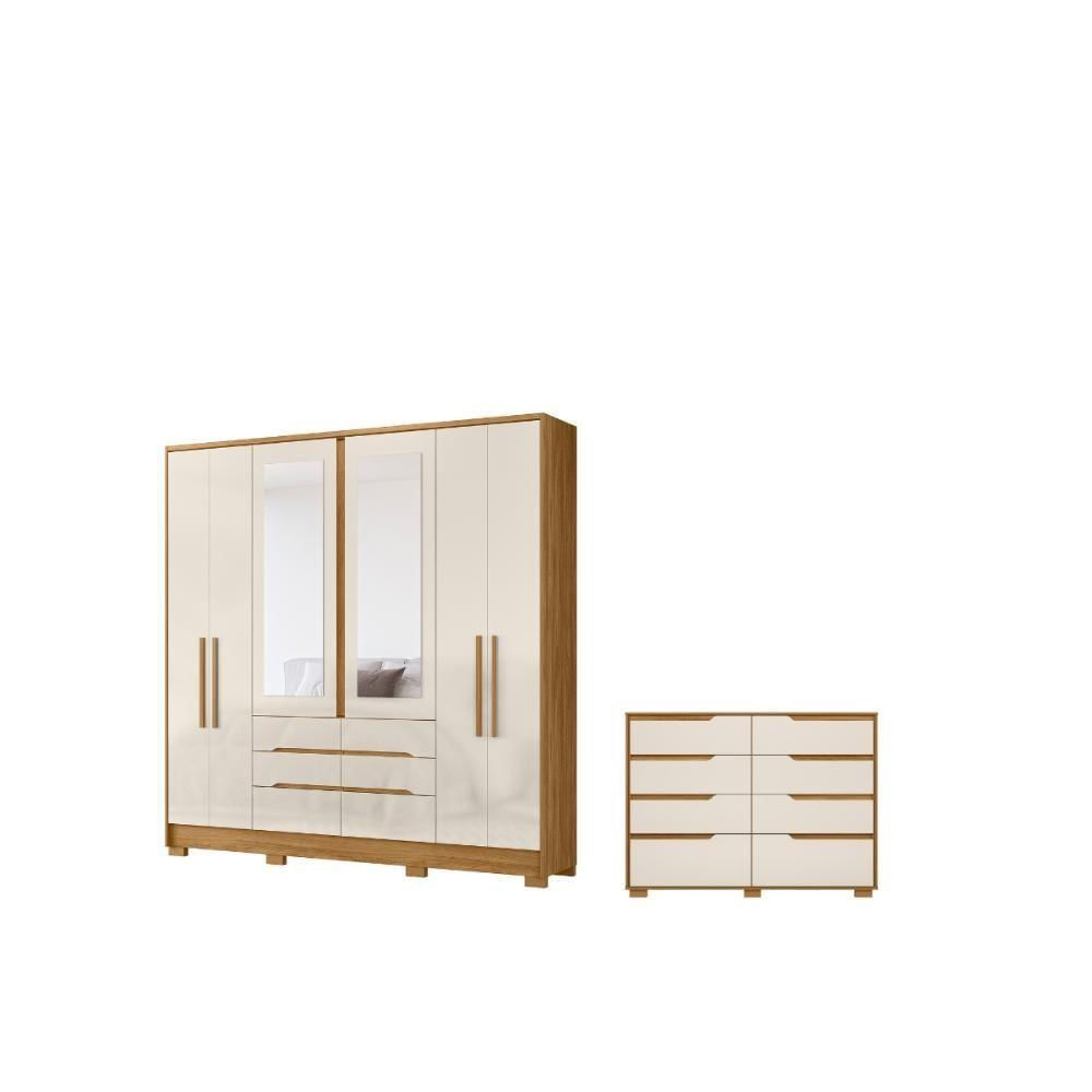 Miniatura Conjunto Guarda Roupa E Comoda Saint German Freijo Off White