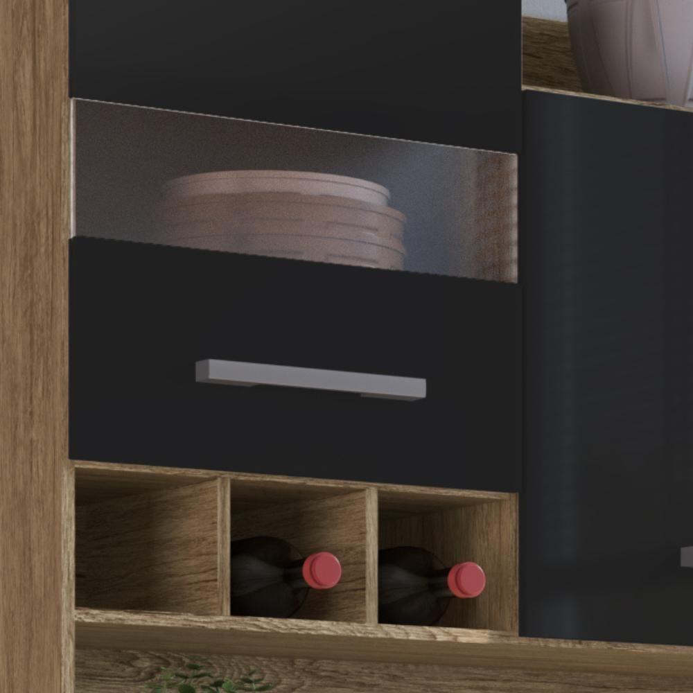 Cozinha Compacta Decibal AC6200 6 Portas 2 Gavetas com Armário e Balcão - Wood Preto