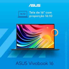 Notebook ASUS Vivobook 16 com processador Intel Core i7, 16GB RAM, 512GB SSD, Tela 16" LCD LED e Windows 11 - X1605VA-MB763W