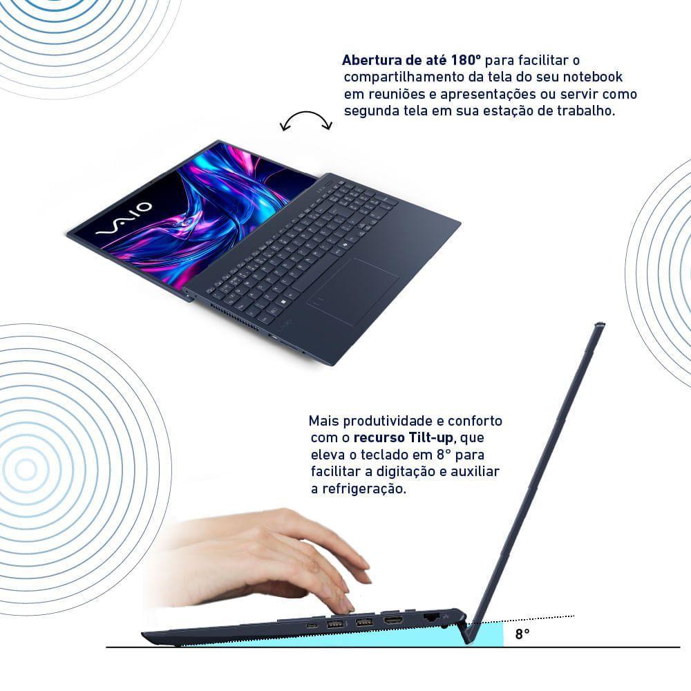 Miniatura Notebook VAIO FE16 Intel Core i5-1335U Linux 16GB RAM 512GB SSD Tela 16” IPS WUXGA Antirreflexo Cinza Grafite