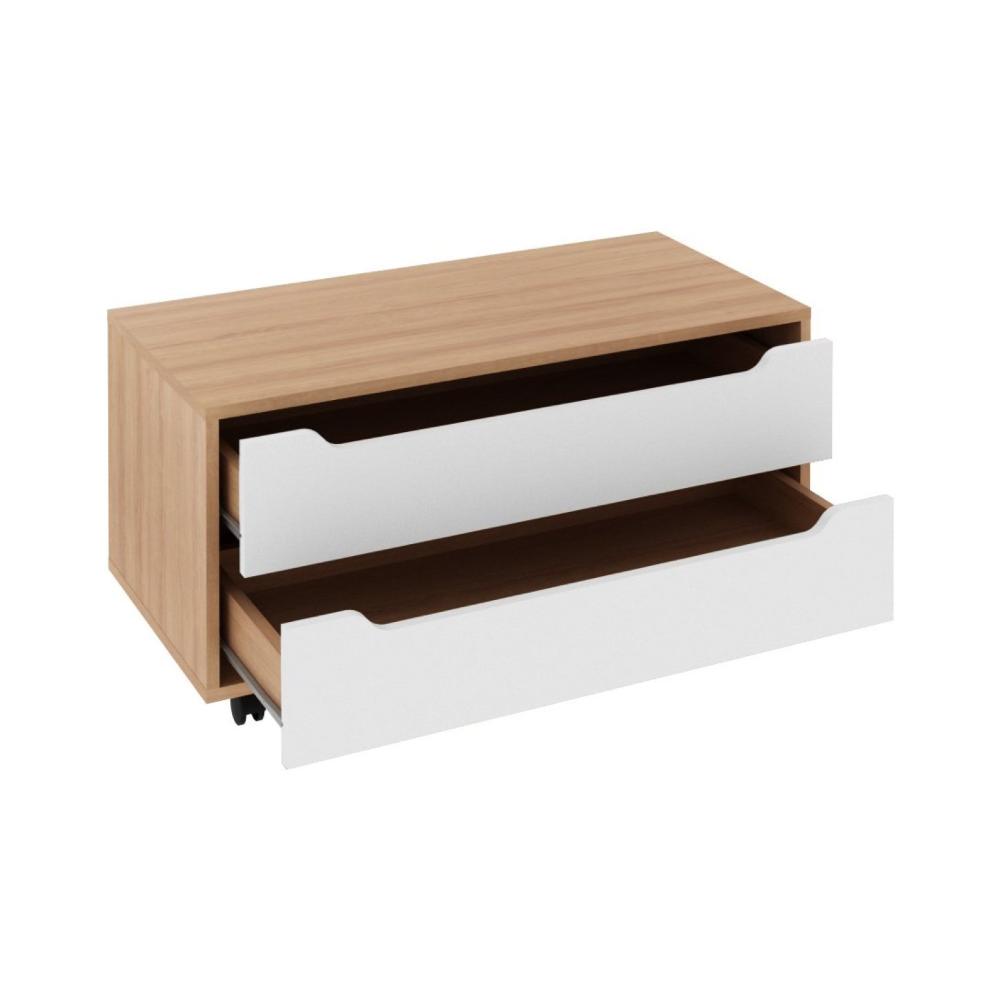 Miniatura Gabinete para Banheiro com 2 Gavetas Rodízio BN3643 Amêndoa/Branco