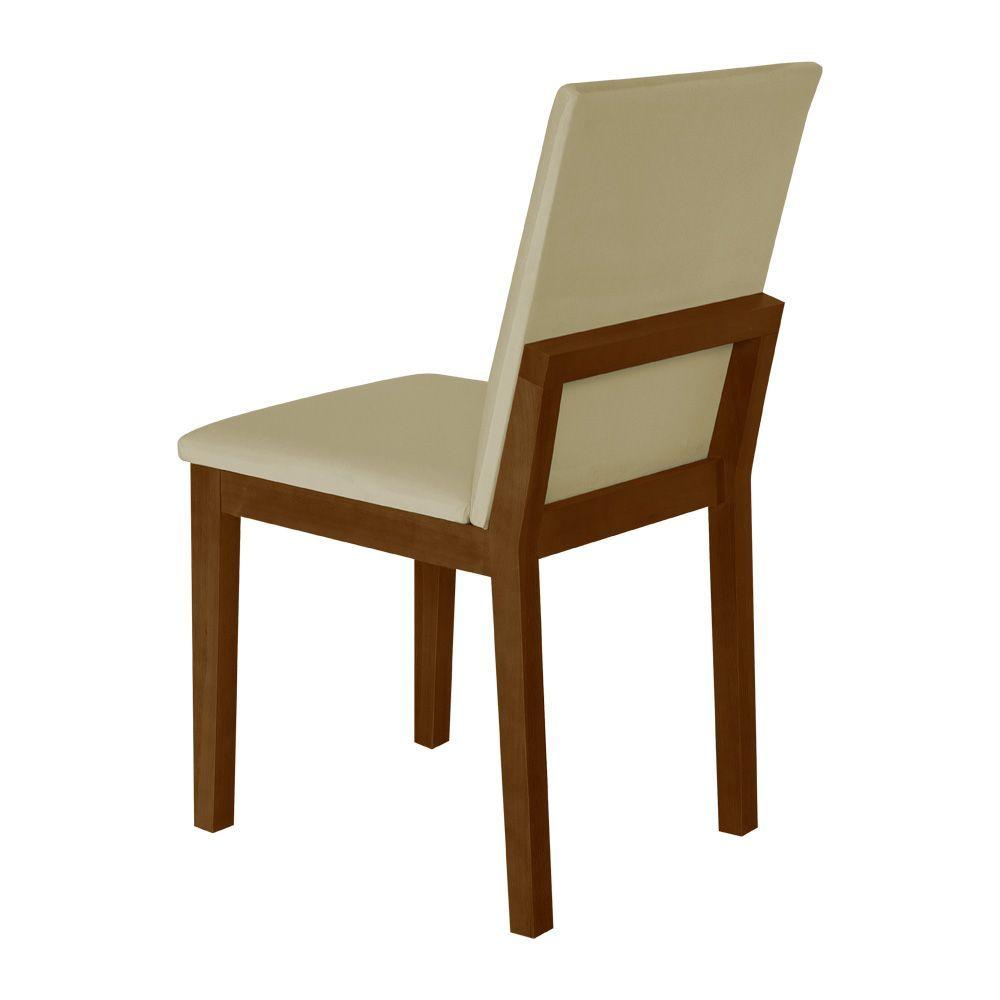 Miniatura Kit 2 Cadeiras De Jantar Pérola Estofado Liso Veludo Bege Base Madeira Maciça Imbuia