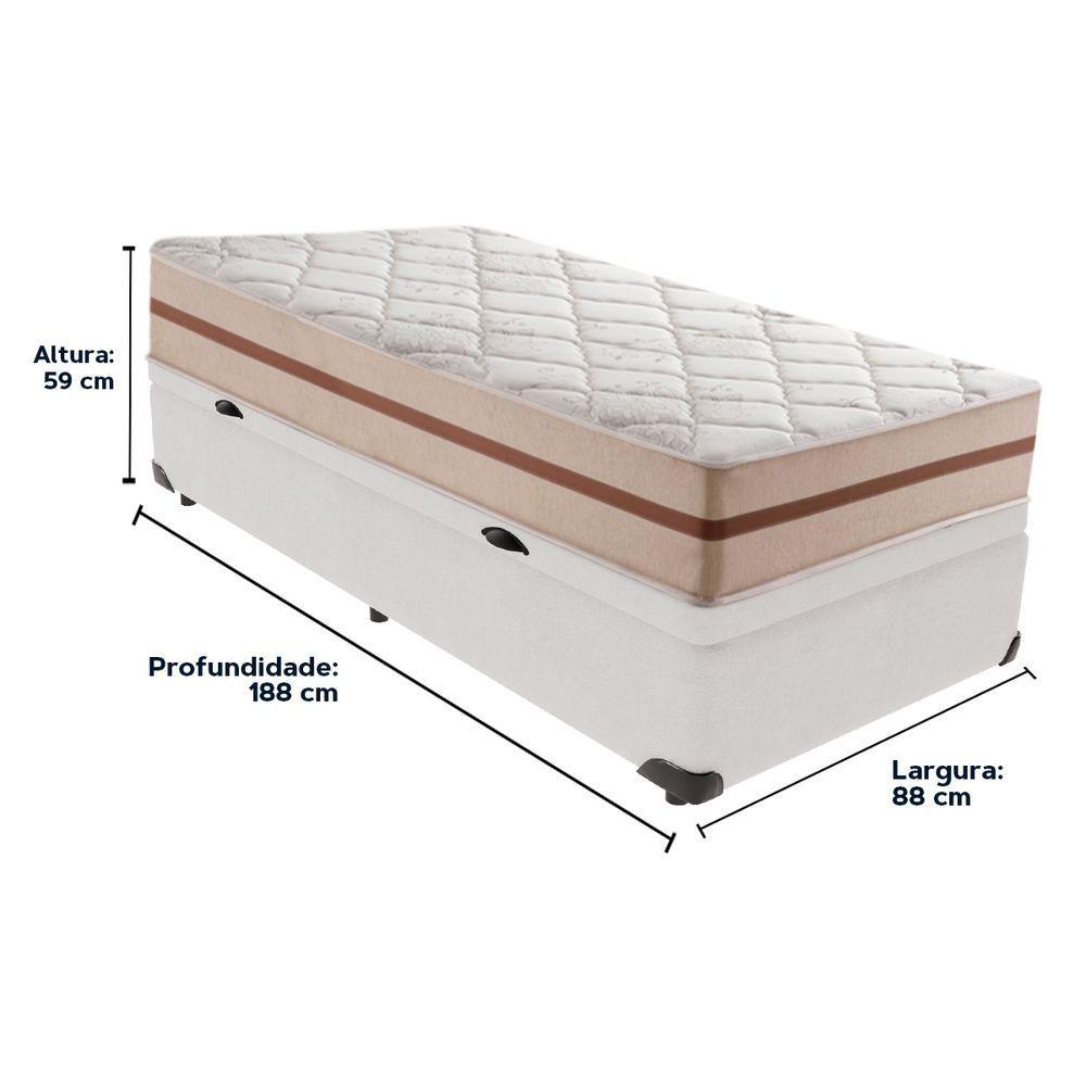Miniatura Cama Box Baú Branco E Colchão Classic 22 Cm Molas Ensacadas Solteiro Anjos