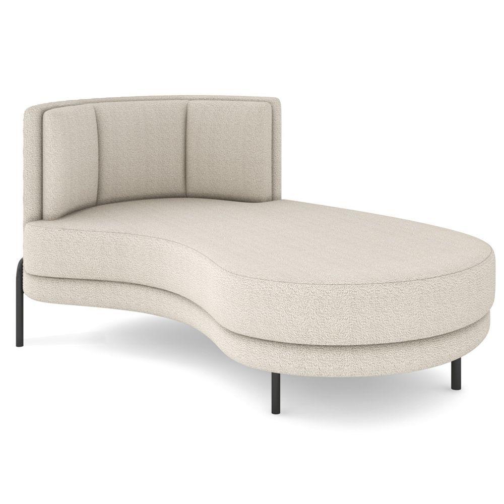 Miniatura Chaise Longue Divã 164cm Braço Direito Logus D06 Bouclê Bege - Mpozenato
