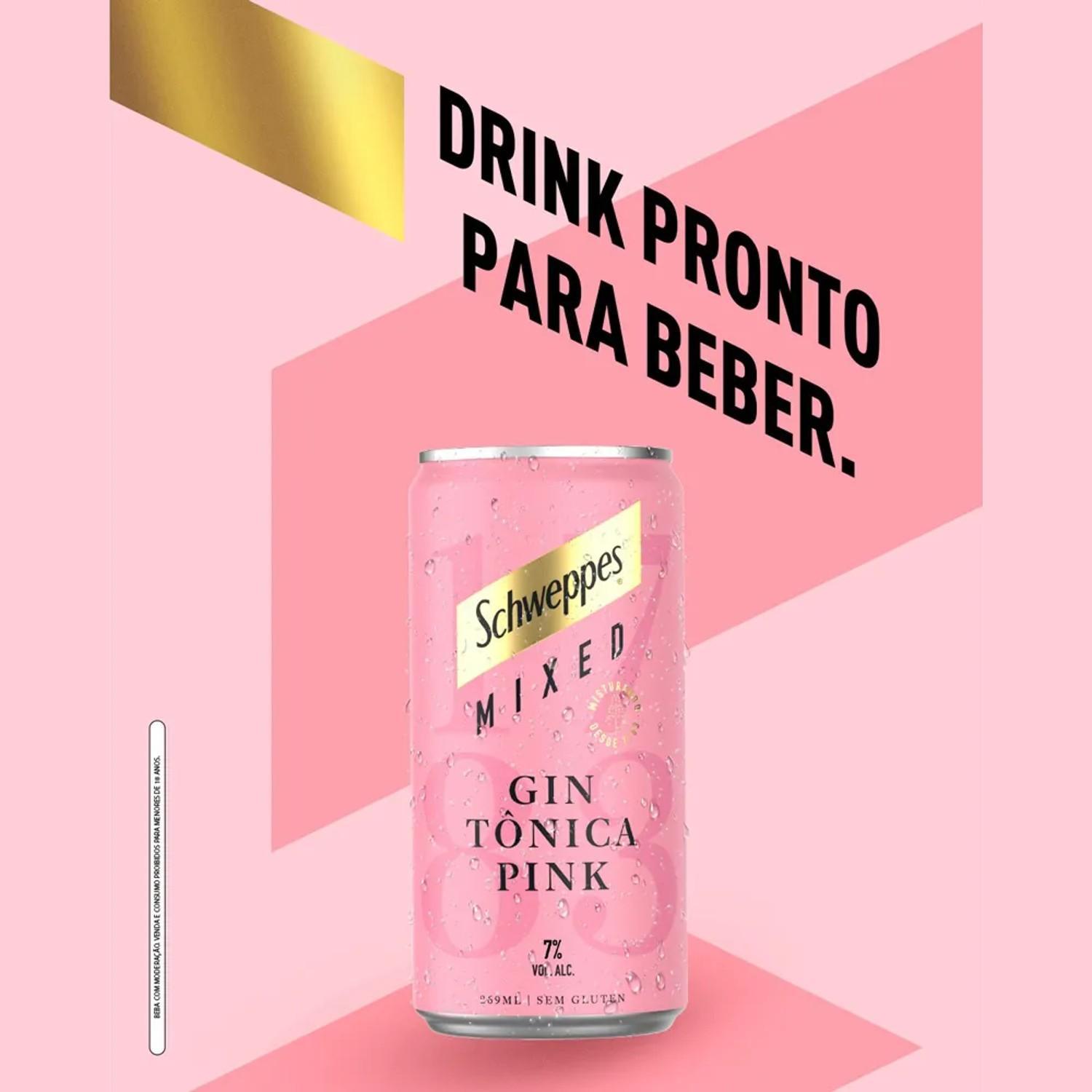 Miniatura Gin Tônica Pink Schweppes Lata 269Ml