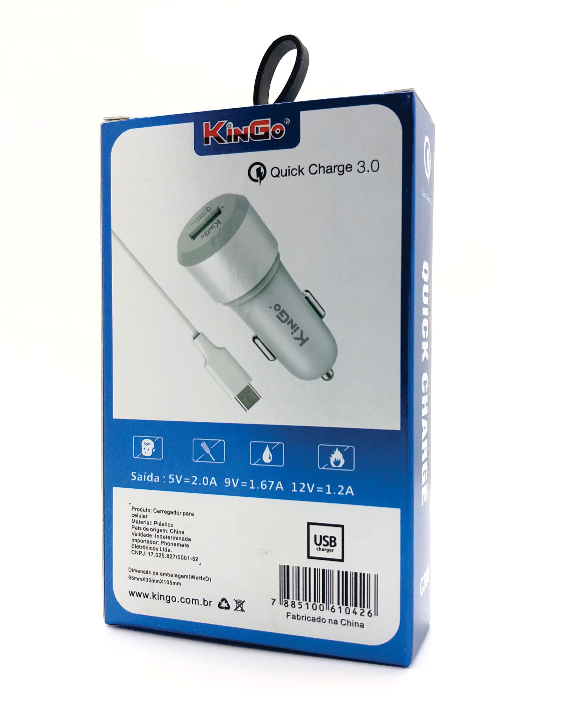 Miniatura Carregador Veicular Quick Charge C300 Turbo Micro Usb ( V8) Homologação: 158542114373