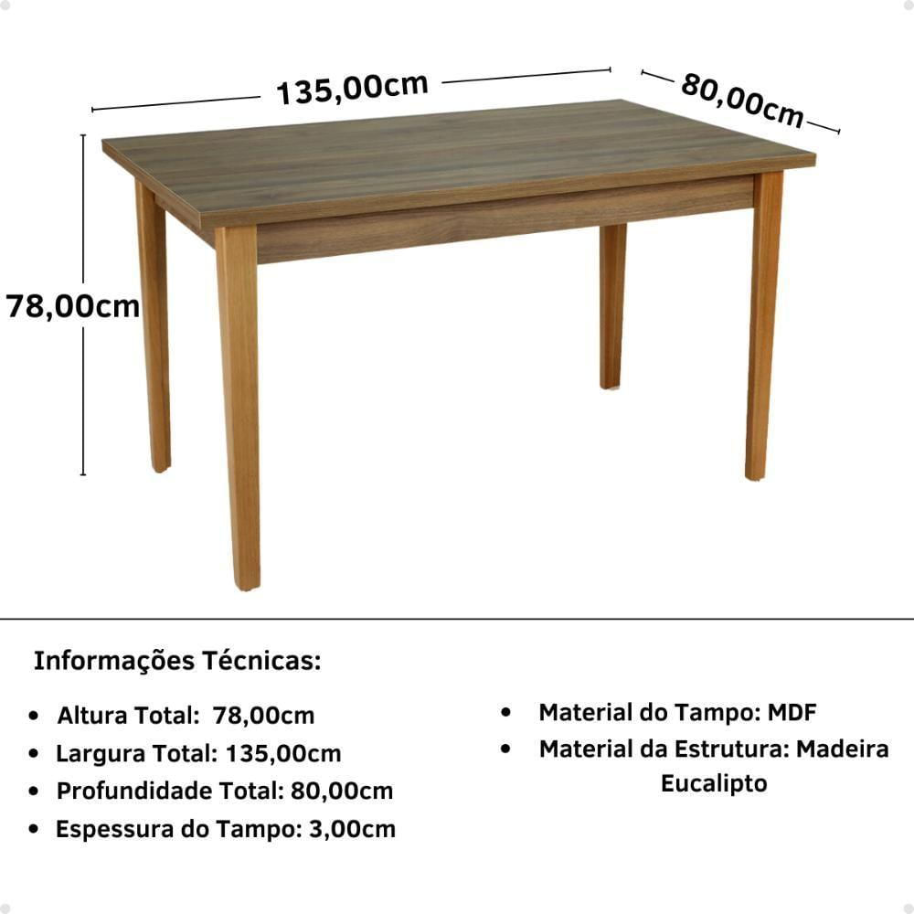 Miniatura Conjunto Mesa De Jantar Retangular Luiza 135cm Natural Com 4 Cadeiras Eames Eiffel - Verde