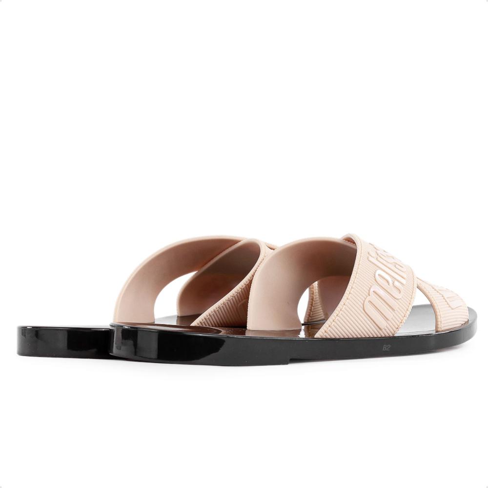 Miniatura Sandália Rasteira Melissa M-Lover Slide Feminina Bege / Preto - 33/34