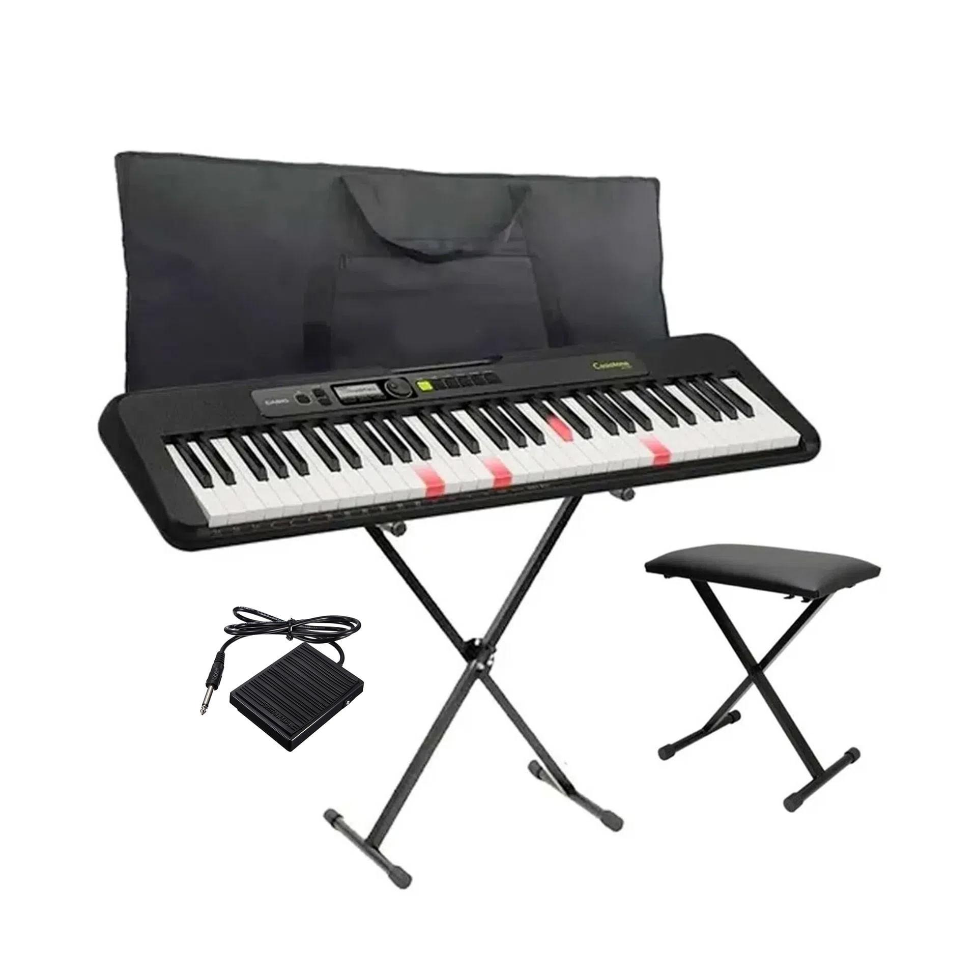 Miniatura Kit Teclado Casio Lks250 + Capa + Suporte + Banqueta E Pedal
