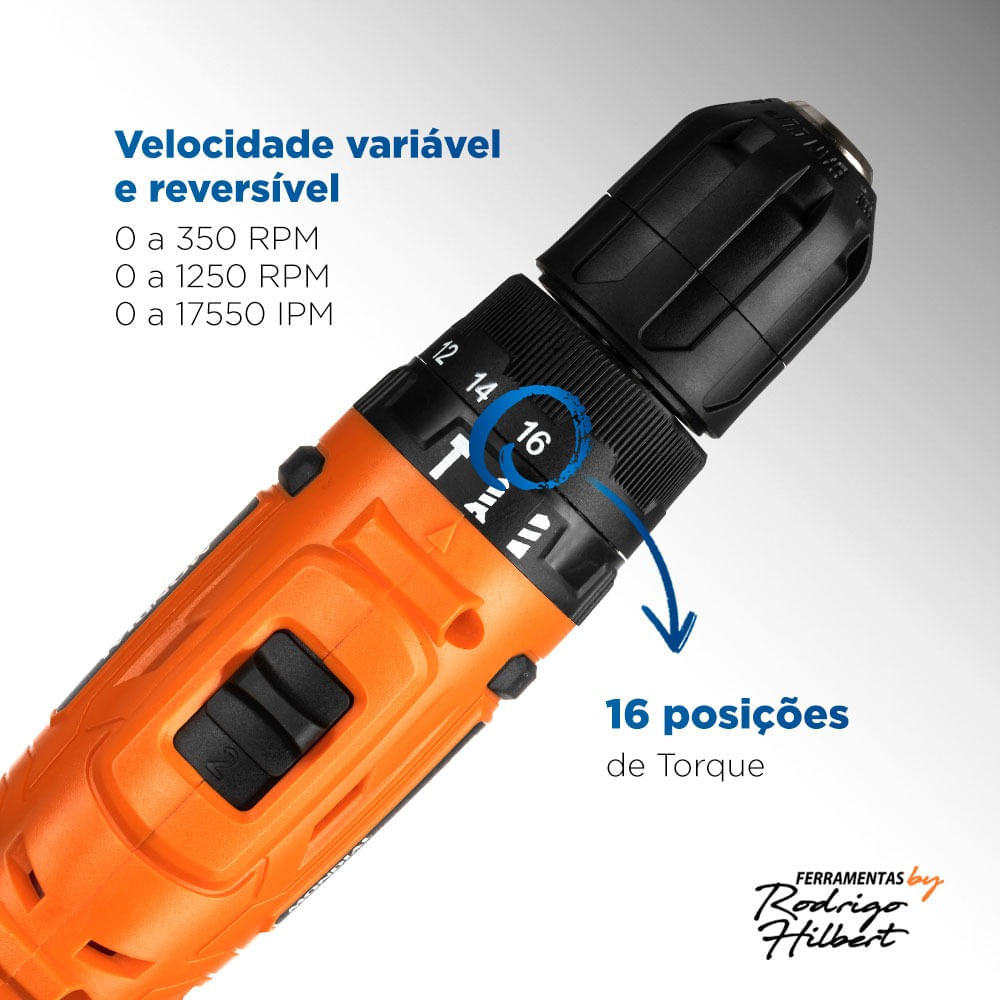 Miniatura Parafusadeira e Furadeira com Impacto Mondial - PI-RH-01M PARAFUSADEIRA E FURADEIRA COM IMPACTO PI-RH-01M BIVOLT .