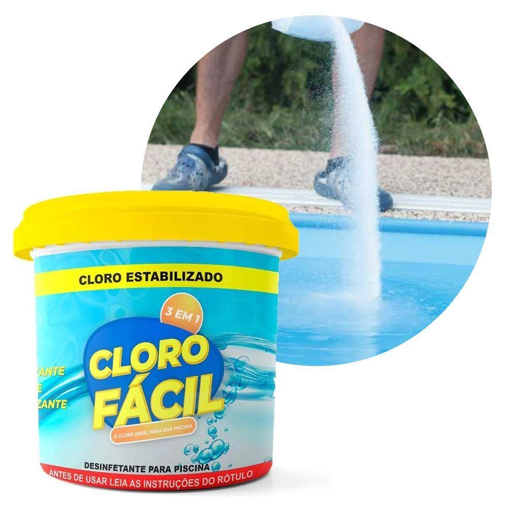 Miniatura Cloro Fácil Granulado 3 Em 1 Para Piscinas 10kg Balde Ultraclor