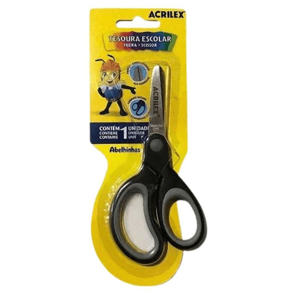 Miniatura Tesoura Escolar Acrilex - Bicolor Preto