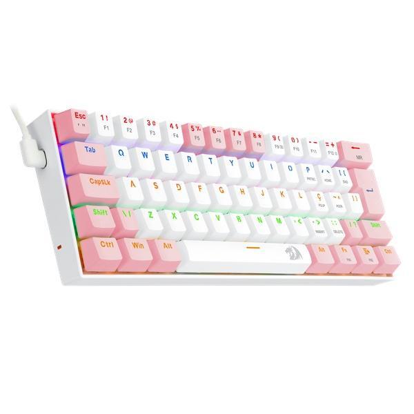 Miniatura Teclado Gamer Redragon Lakshmi Branco & Rosa C/Switch Azul