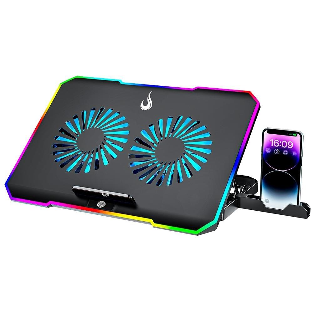 Miniatura Base com Cooler para Notebook Rise Mode, 17", Galaxy Black X3, RGB, USB - RM-CN-03-RGB