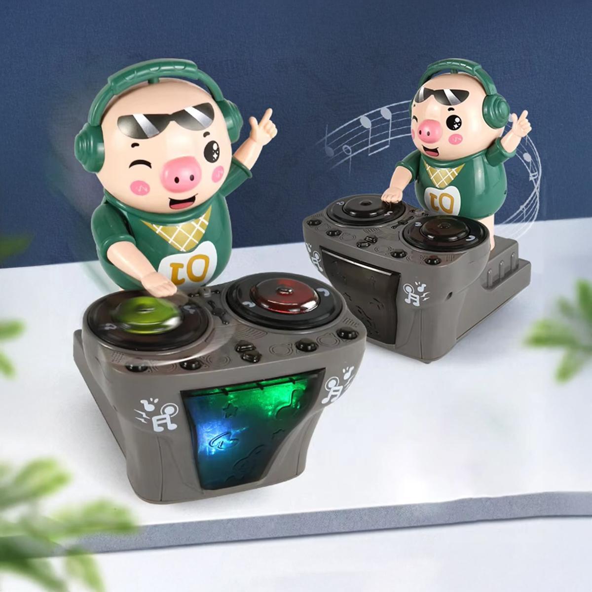 Miniatura Dj Porquinho Dançante Luz Som Brinquedo Robô Criança