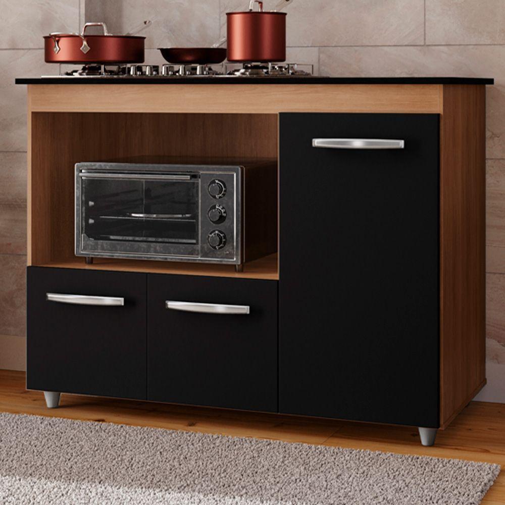 Miniatura Balcão Para Cooktop 4 Bocas Ana Mobbs Savana Preto