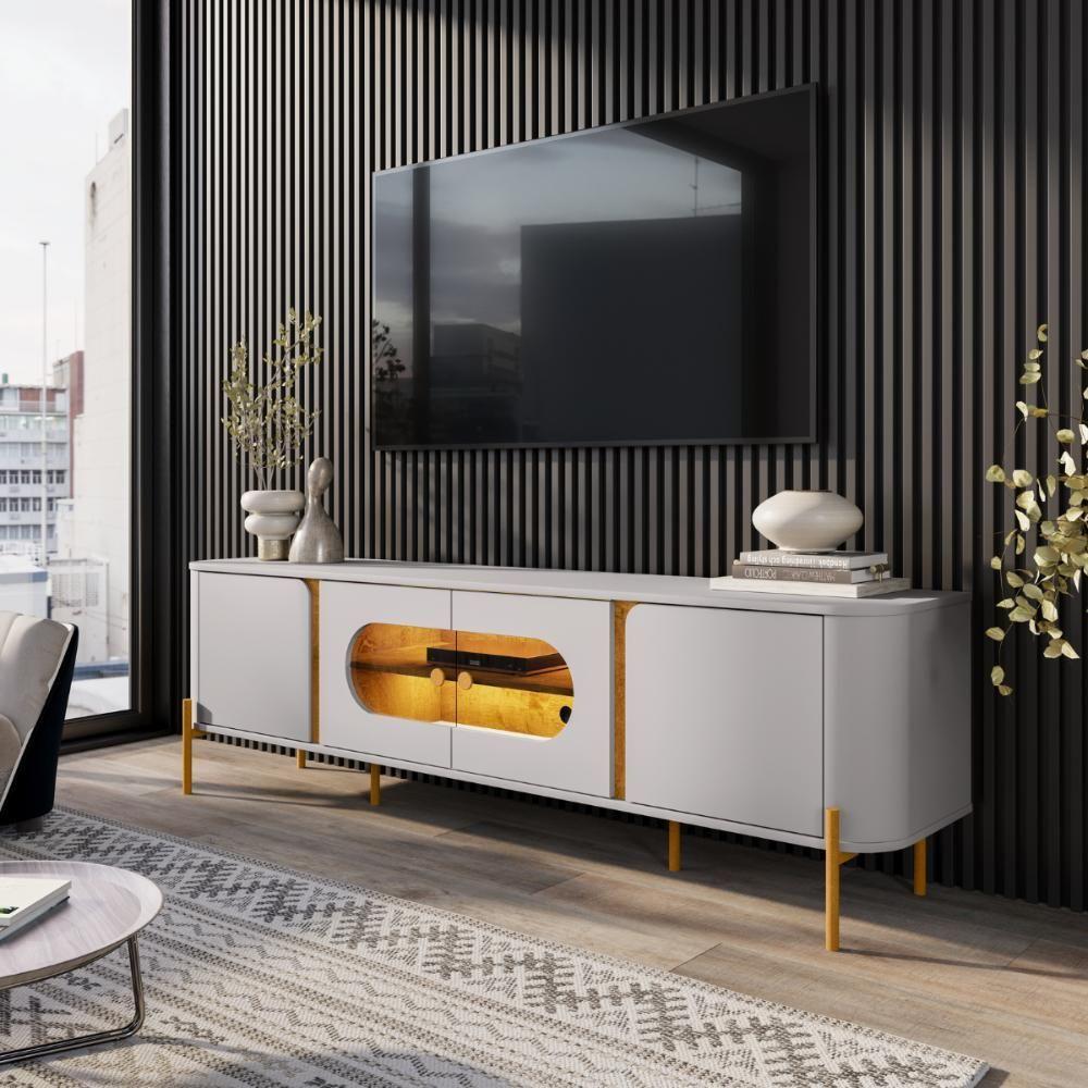 Miniatura Conjunto Painel E Rack Melbourne Naturalle Off White