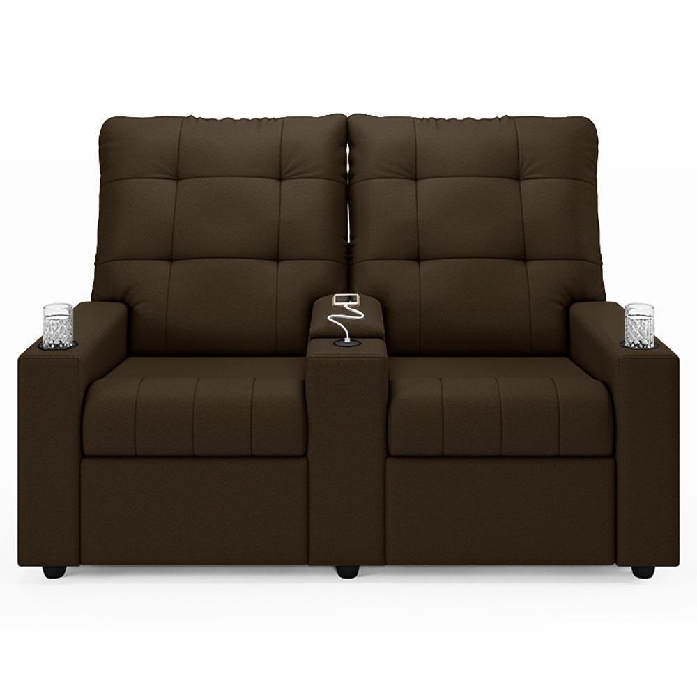 Miniatura Poltrona De Cinema Reclinável 2 Lugares Baú Usb Mallie Fh9 Veludo Marrom - Mpozenato