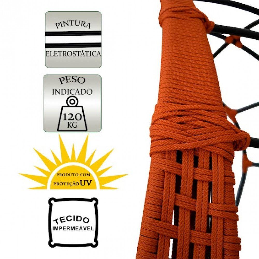 Miniatura Balanço Ninho Suspenso Em Corda Náutica Almofada Impermeável Ocre-branco