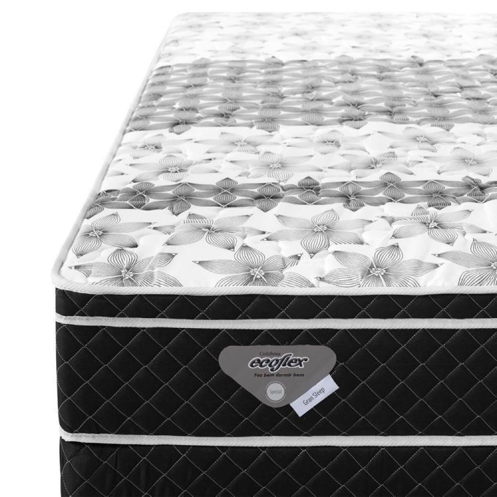 Bicama Box Solteiro King com Colchão Gran Sleep Ecoflex Molas Verticoil Suede 96x203cm Marrom