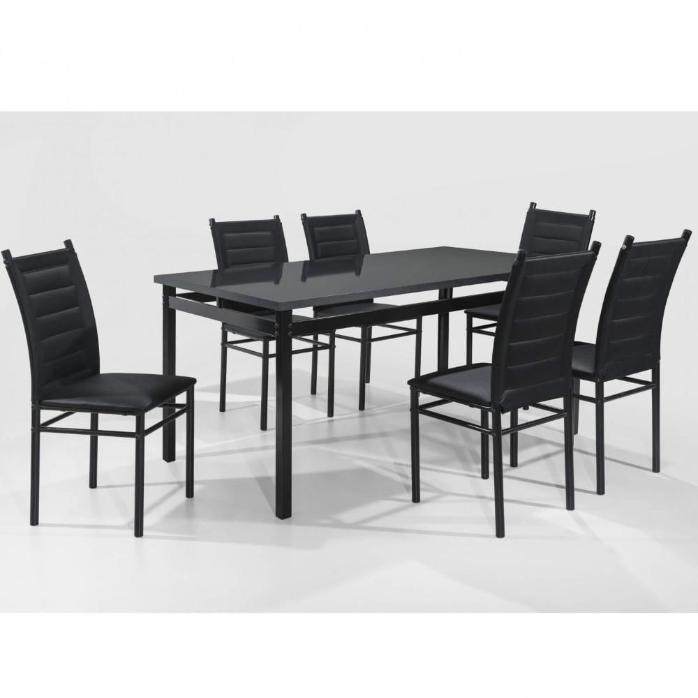 Miniatura Conjunto Sala de Jantar Mesa com 6 Cadeiras Liana Espresso Móveis Preto