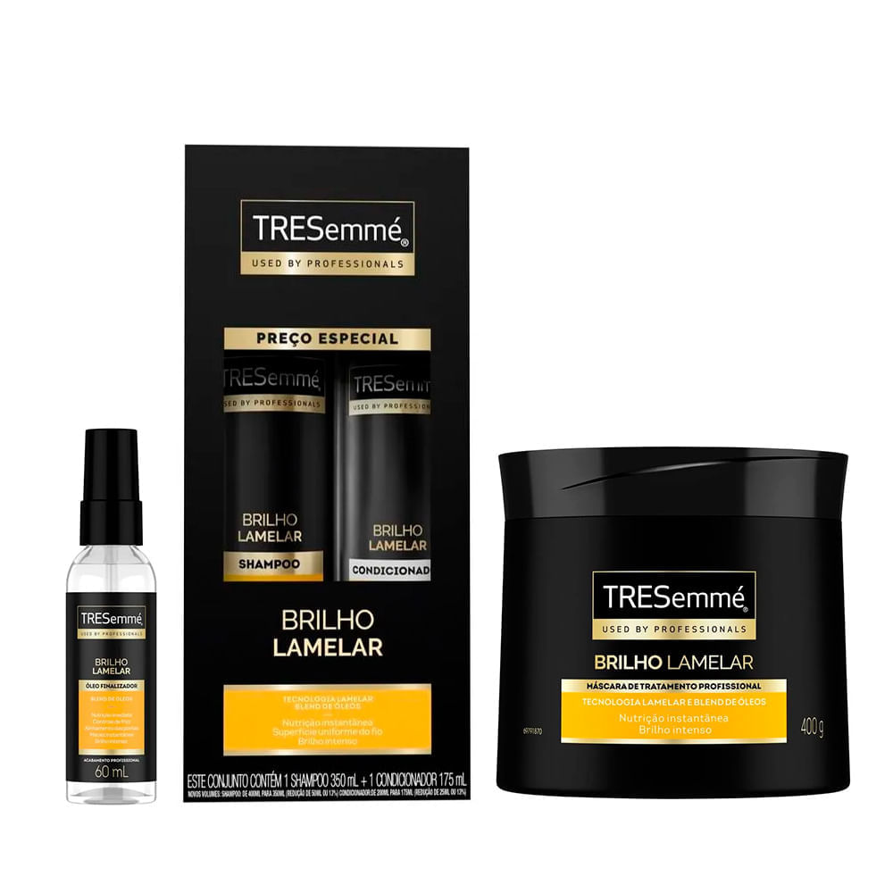 Miniatura Kit Shampoo+Condicionador+Mascara Tratamento+Oleo Finalizador Brilho Lamelar TRESemmé