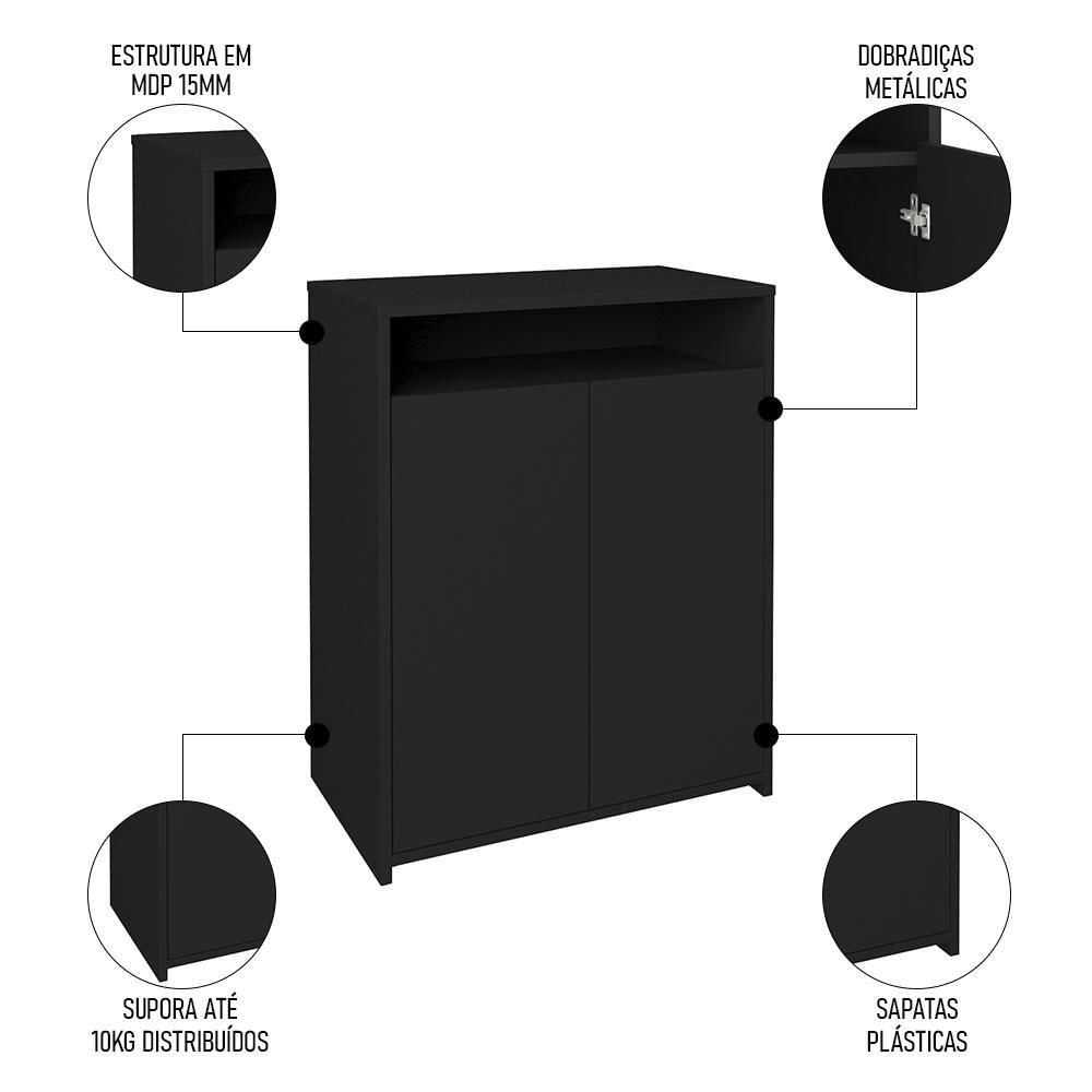 Miniatura Conjunto Escritório Home Office 4 Peças Side A06 Preto - Mpozenato