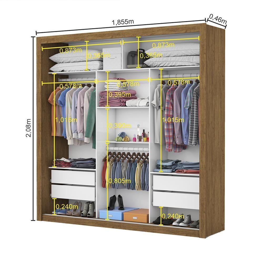 Miniatura Guarda Roupa Roupeiro Clarice 3 Portas De Correr 4 Gavetas Carioca Cinamomo