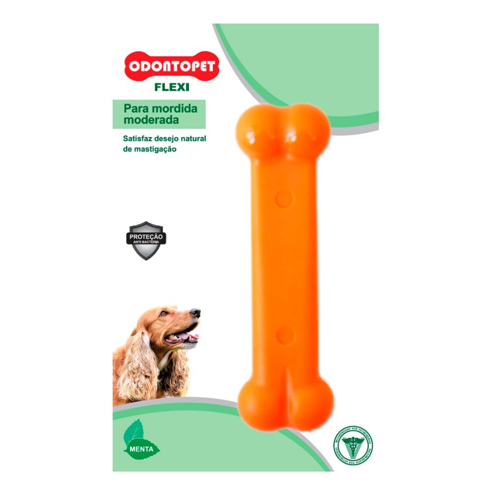 Miniatura Brinquedo Odontopet Osso Bone Flexi Laranja para Cães - Tam. M