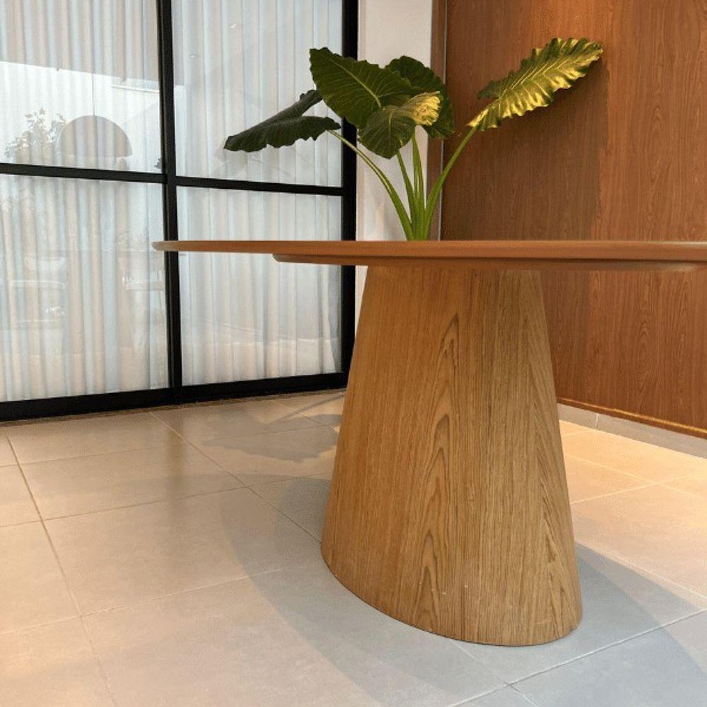 Mesa De Jantar Cone Oval 200x100 Cm Tampo Freijó Base Freijó Cor Marrom