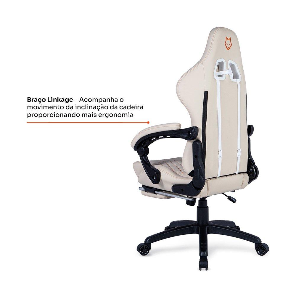 Miniatura Cadeira Gamer Husky Tempest 700, Até 145kg, Almofadas, Reclinável 150º, PU, Descanso para Pés, Branca - HCG700BR