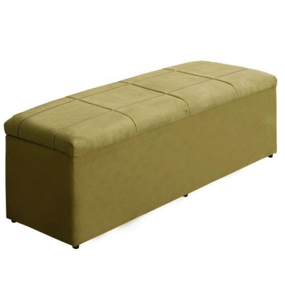 Miniatura Calçadeira Baú Recamier Viúva 120 Cm Raissa Suede Amarelo
