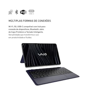 Tablet VAIO TL12 12.6” Android 15 256GB Octa-Core Wi-fi 5G 13MP Teclado Inteligente VAIO PEN Preto