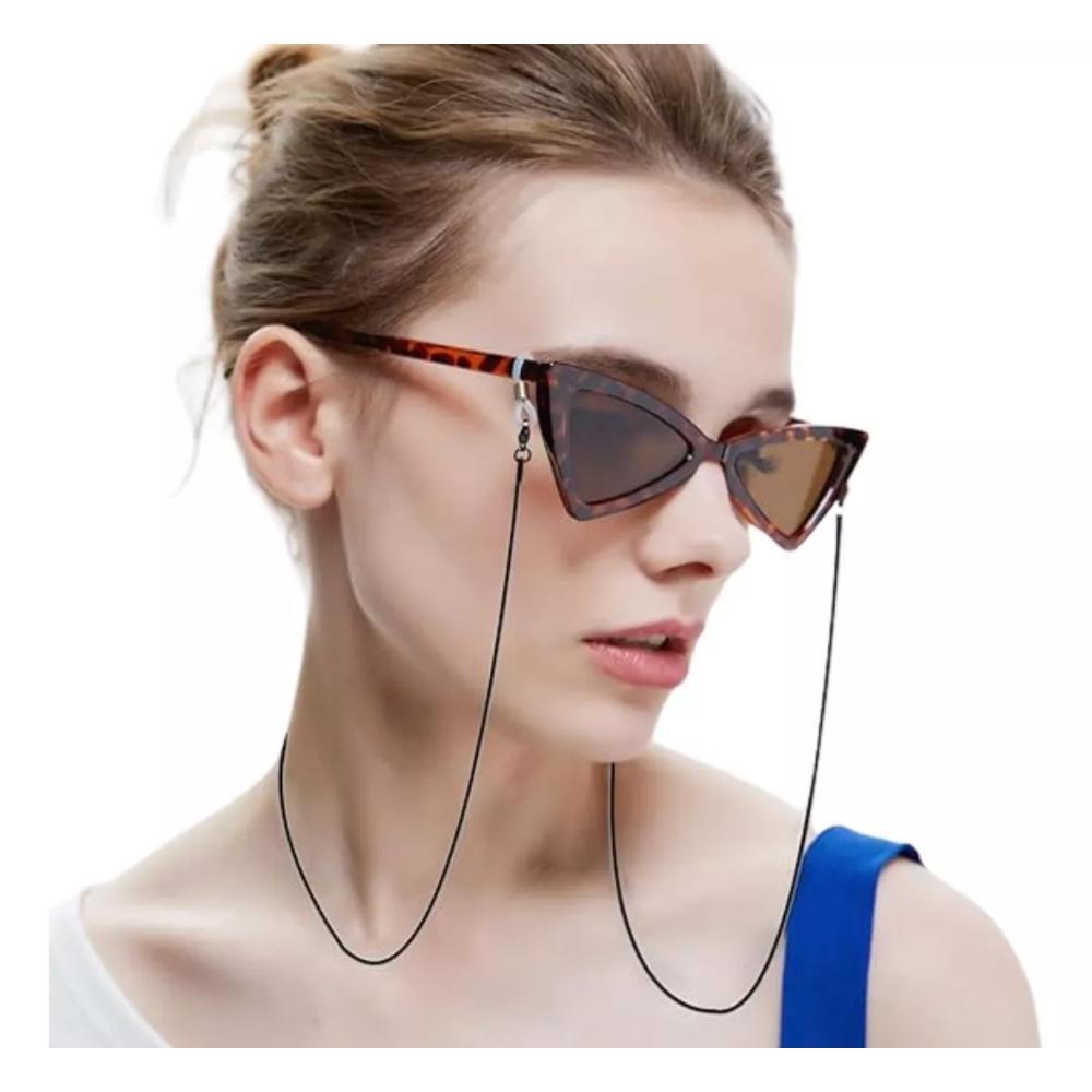 Miniatura Corrente Óculos Sol Masculina Metal Preto - Kit 05 Unid.