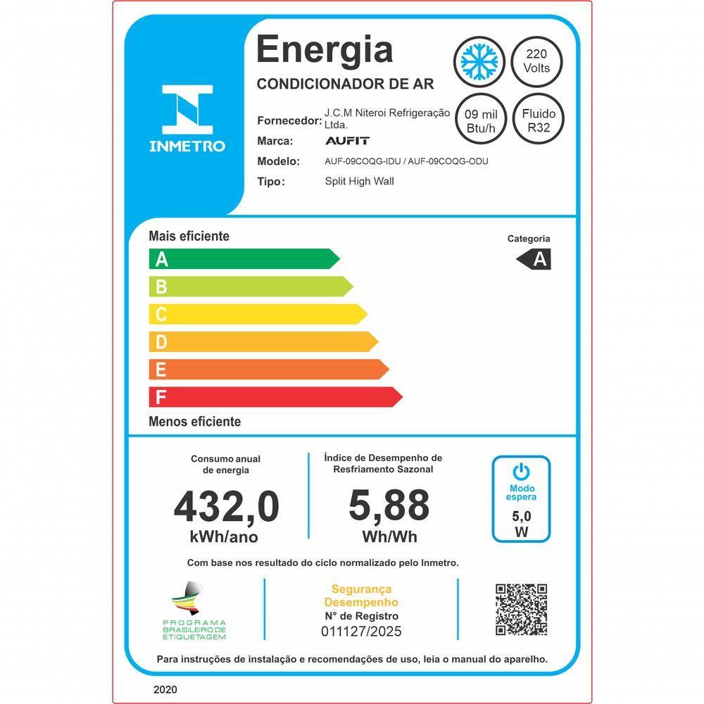 Miniatura Ar Condicionado Split Hi Wall Inverter Aufit 9.000 Btus Frio 220V R-32