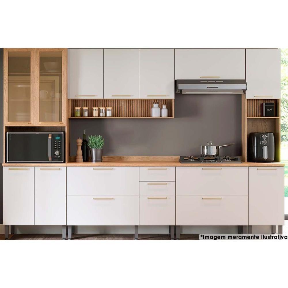 Miniatura Cozinha Modulada Completa Thela Avelã 6 Peças (2aéreos+2balcões+2paneleiros) Czc16 Mel-branco - Telasul