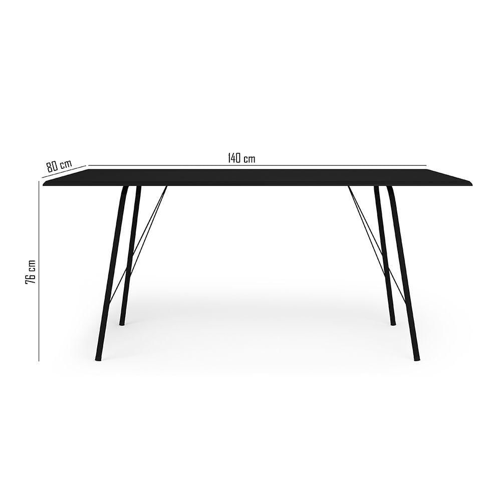 Miniatura Mesa Sala De Jantar Paraty Preto 140X80Cm Tampo Preto - Preto