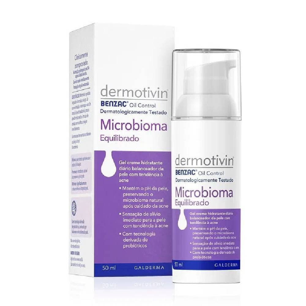 Miniatura Gel Creme Hidratante Dermotivin Benzac Oil Control Microbioma Equilibrado 50ml