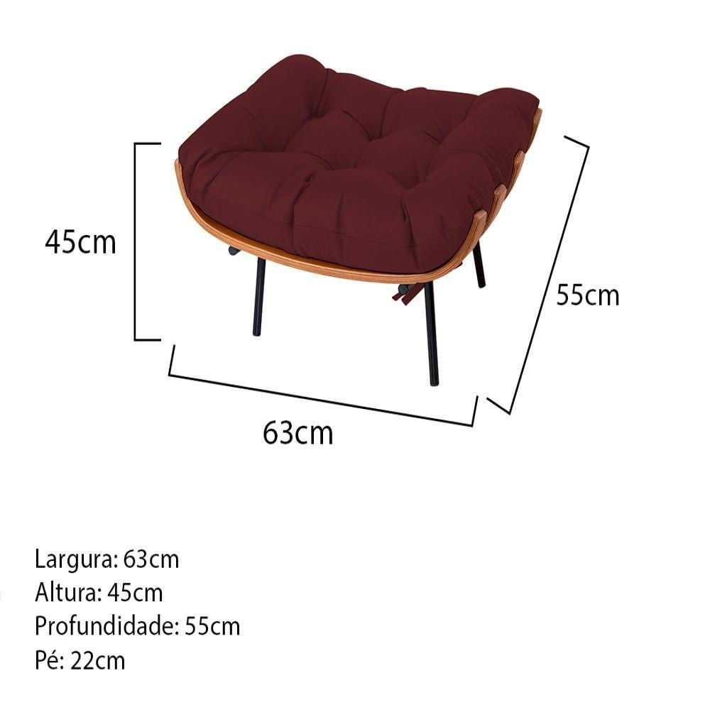 Miniatura Puff Decorativo Costela Bordô