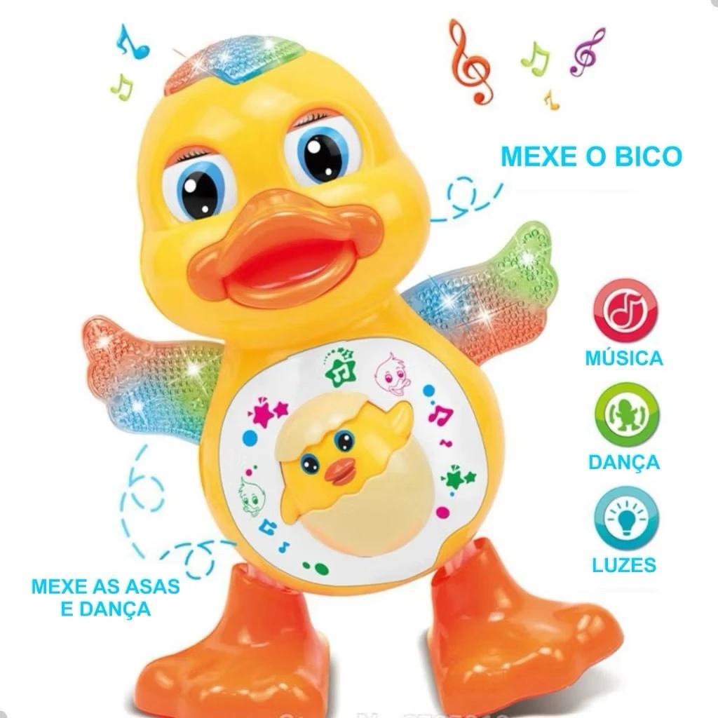 Miniatura Pato Patinho Dançante Musical Dança, Anda, Mexe, Com Luz