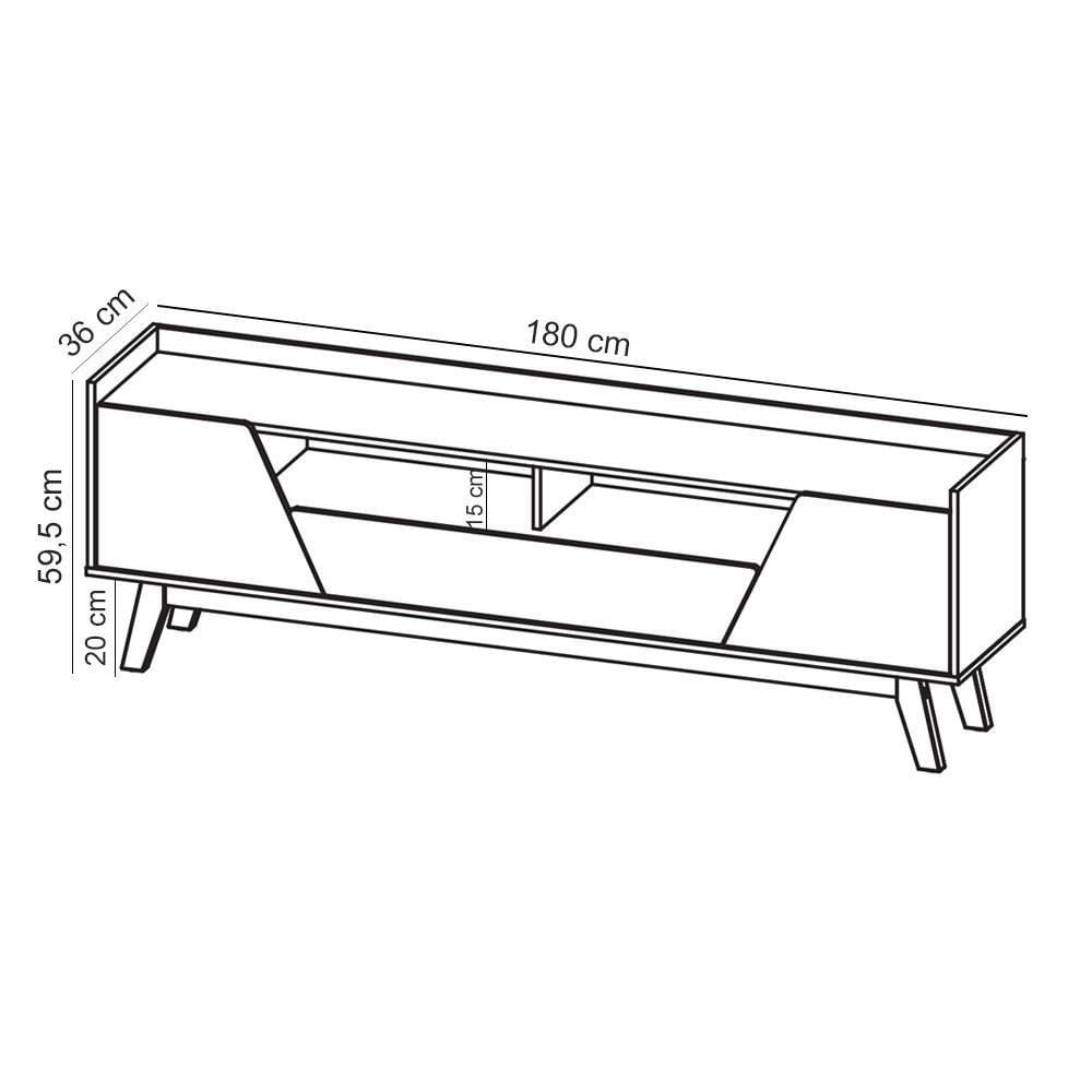 Miniatura Rack Para Sala De Estar Tv 70 Pol 180cm Morello B02 Preto Fosco Naturalle - Lyam Decor