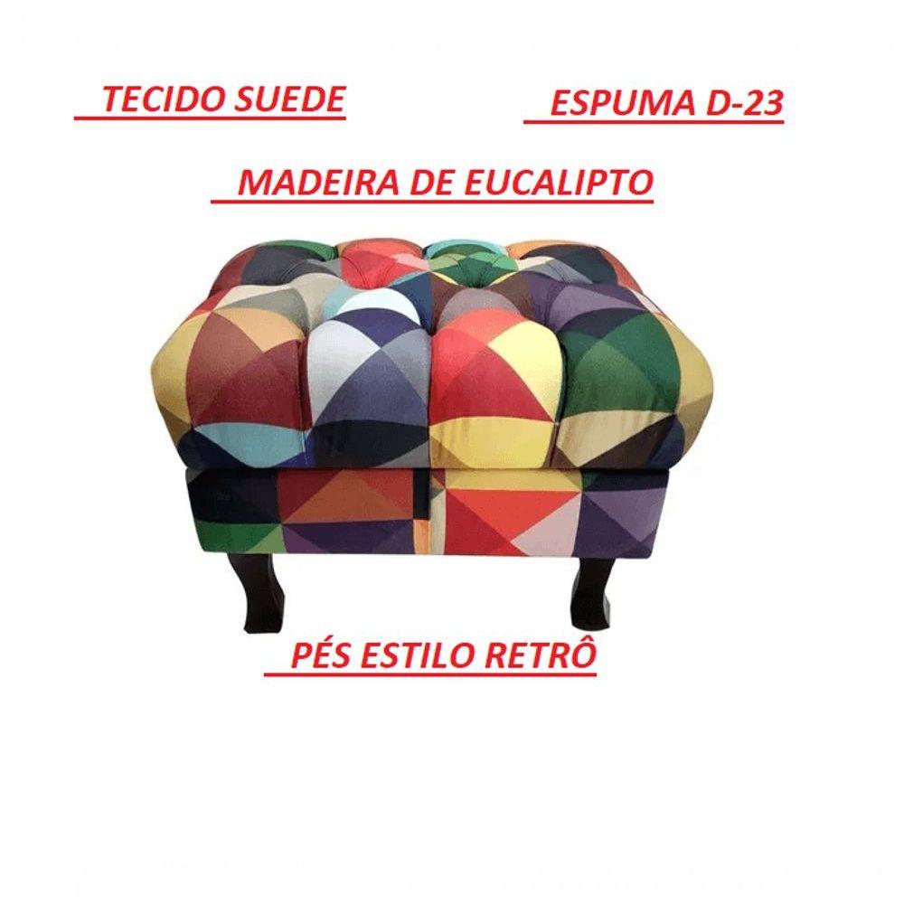 Miniatura Puff Decorativo Retro Luiz Xv Sem Baú Estampado 60 Para Sala