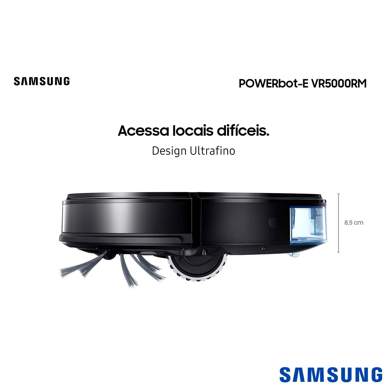 Miniatura Powerbot-e VR5000RM Aspirador Robô Inteligente 2 em 1 Samsung: Aspira e passa pano com WI-FI - VR05R5050WK/AZ Bivolt