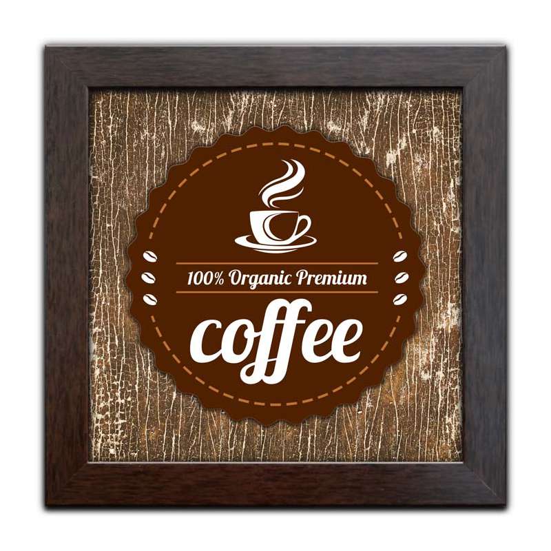 Miniatura Quadro Decorativo com Moldura Café Coffee K-004 - Kit De 3