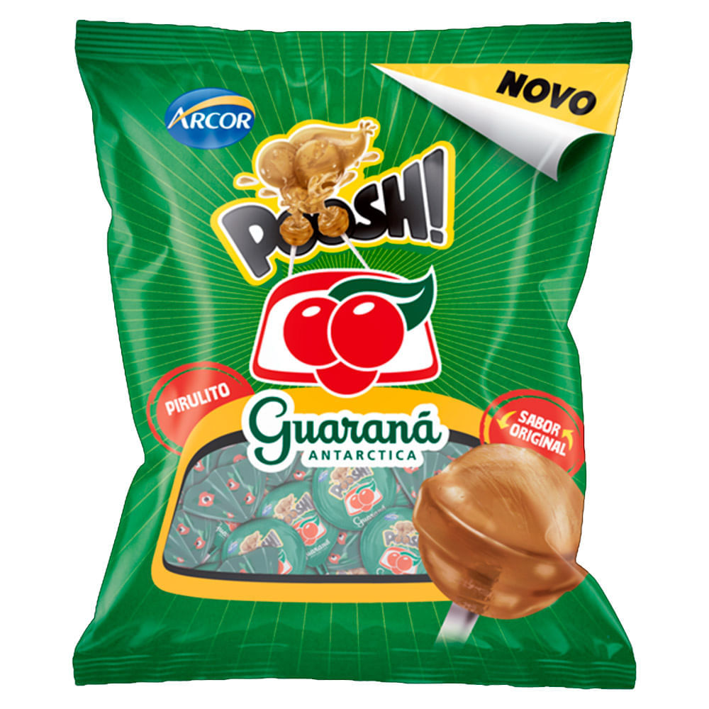 Miniatura Pirulito Guaraná Antarctica Poosh Arcor Sabor Original 120g