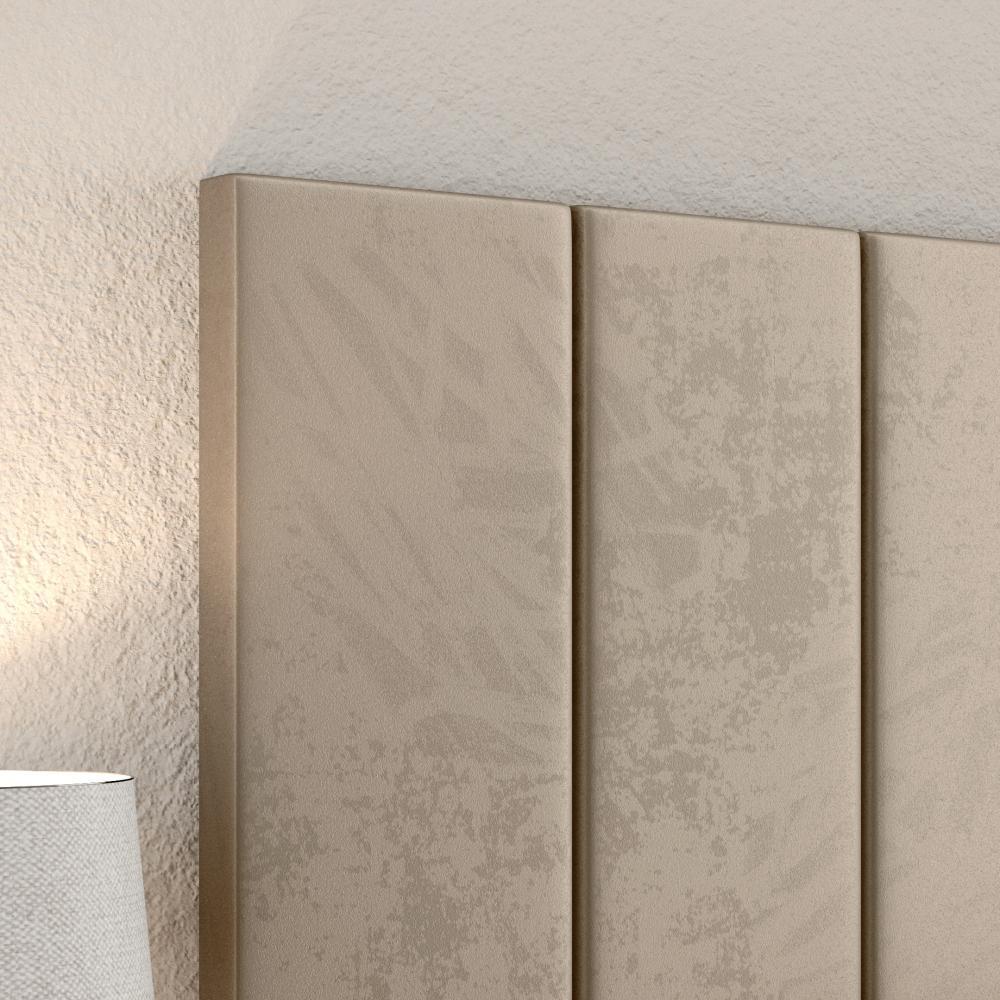 Kit Quarto 2 Mesinhas Lateral Fantasy Off White/Cinamomo Prateleira Nicho Cabeceira Luana Suspensa Cama Box Casal 1,40 Areia Suede - Lojas RPM