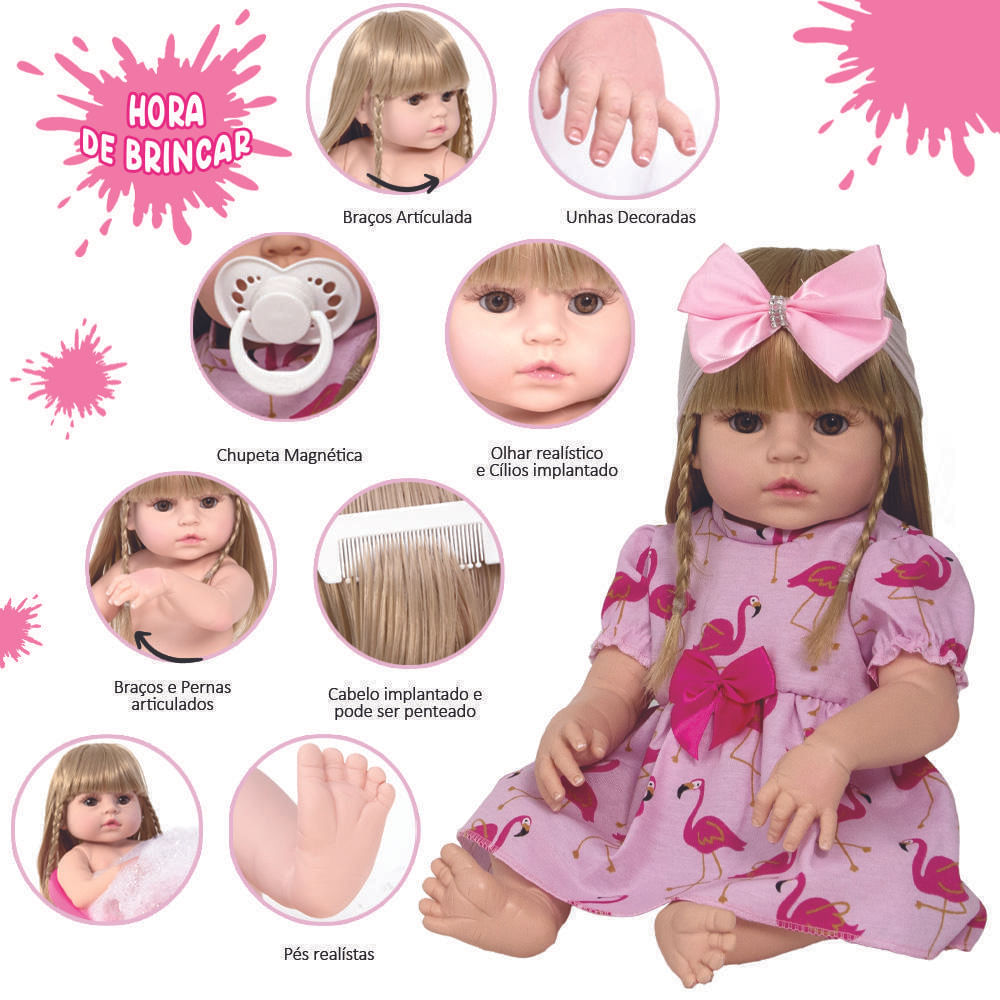 Bebe Reborn Realista Menina Loira 20 Itens Bolsa Maternidade