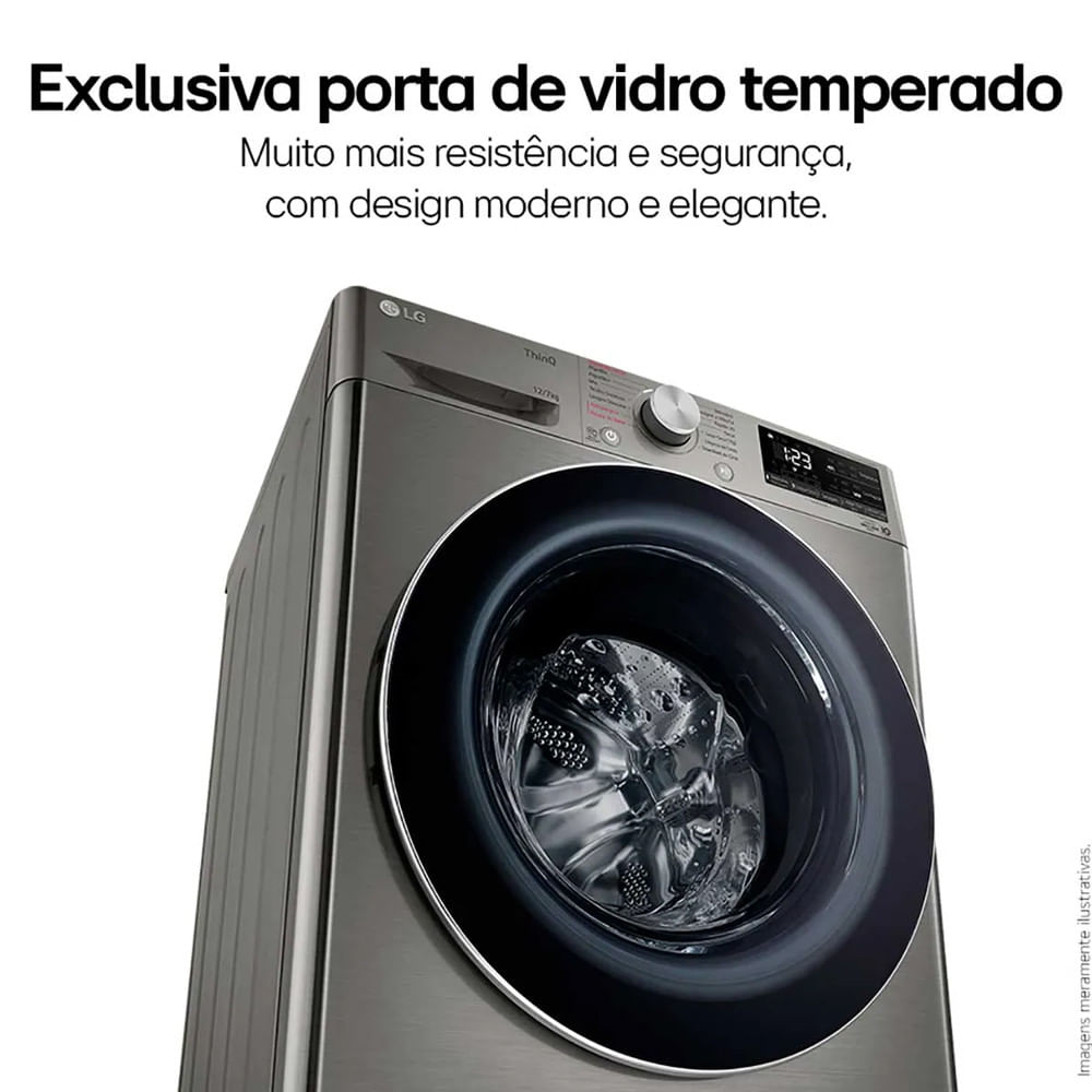 Lava e Seca Smart LG VC4 12kg Look com Inteligência Artificial AIDD CV5012PC4 Inox - 110V
